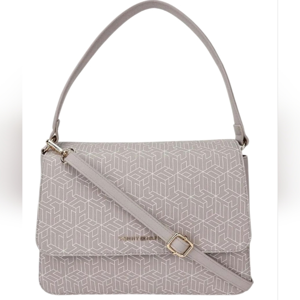 New Tommy Hilfiger Gray Cream  Crossbody Bag
